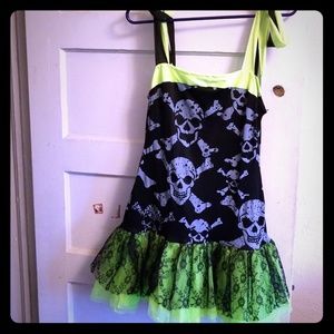 Neon Green & black skull dress